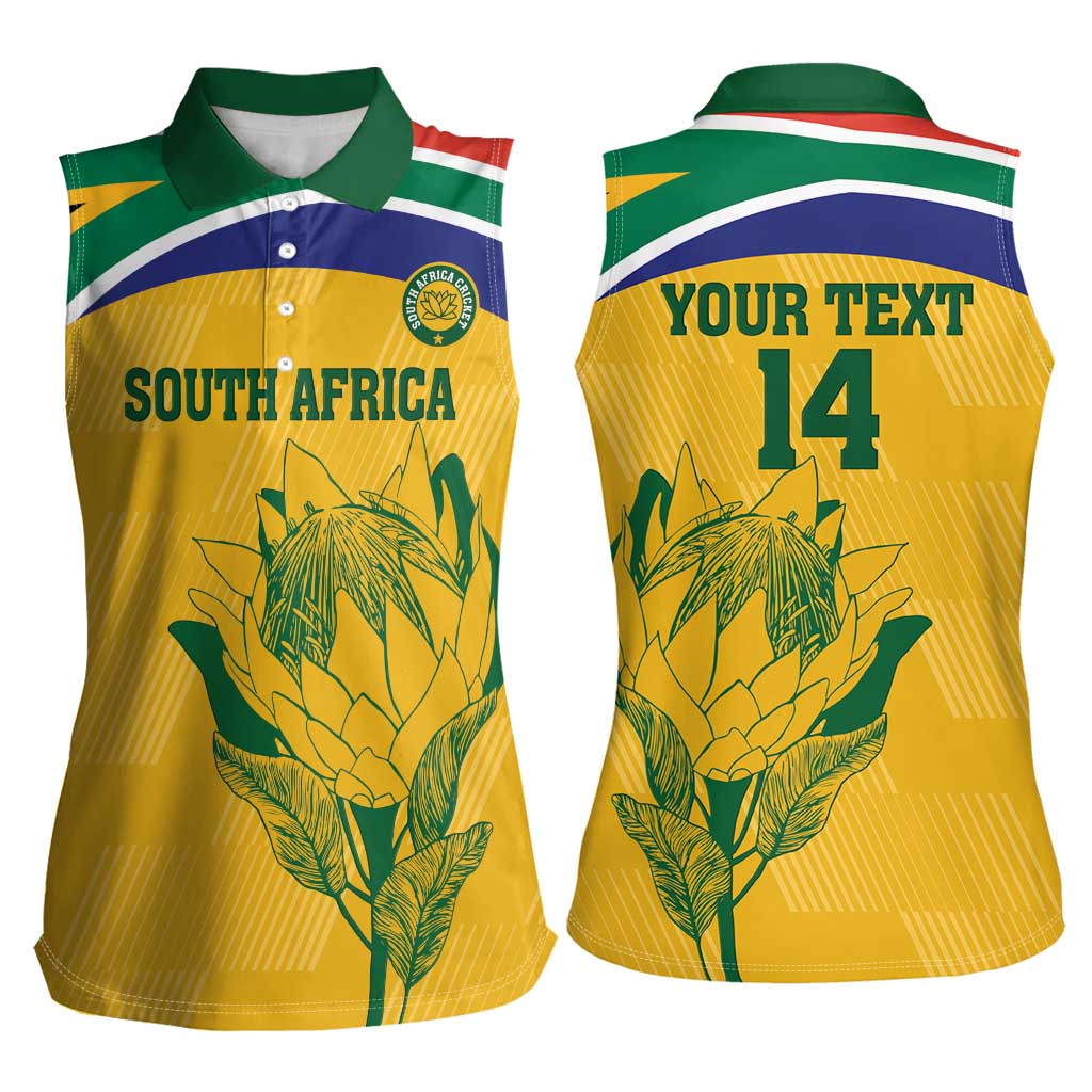 Custom South Africa Cricket Women Sleeveless Polo Shirt Go Champions World Cup Proteas