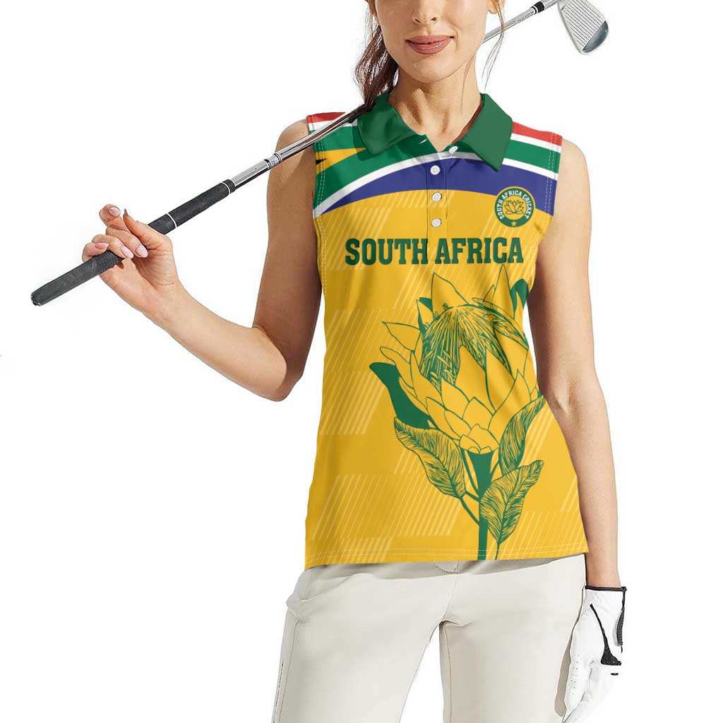 Custom South Africa Cricket Women Sleeveless Polo Shirt Go Champions World Cup Proteas