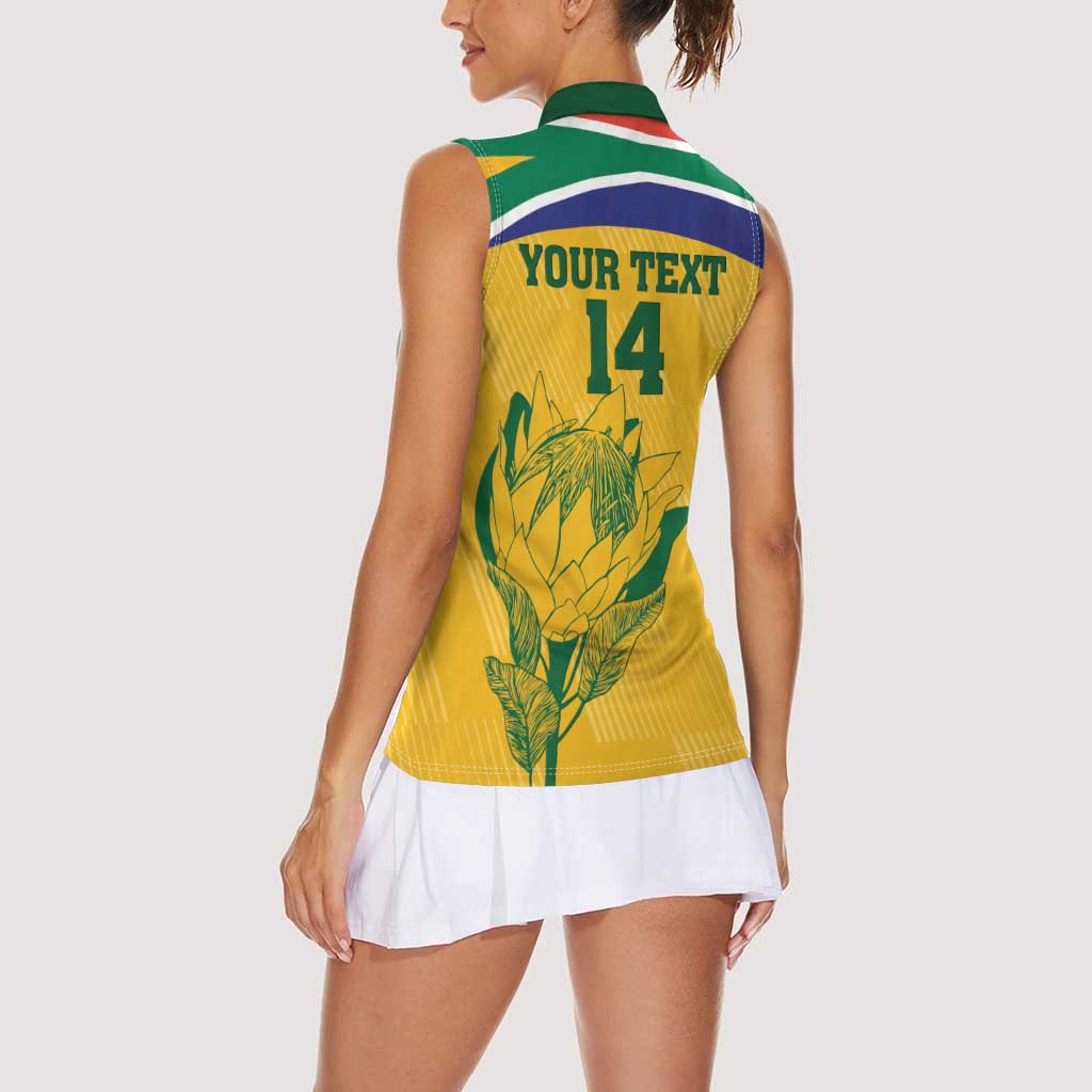 Custom South Africa Cricket Women Sleeveless Polo Shirt Go Champions World Cup Proteas