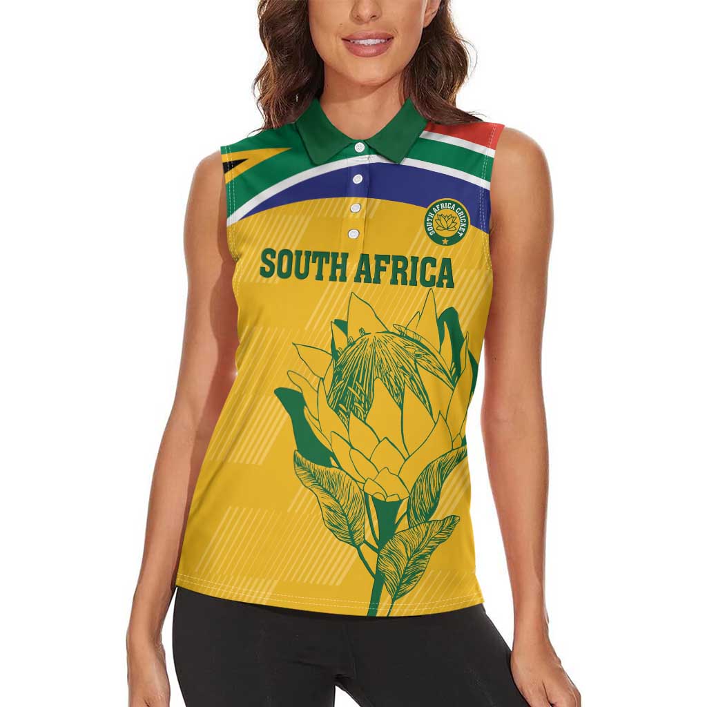 Custom South Africa Cricket Women Sleeveless Polo Shirt Go Champions World Cup Proteas