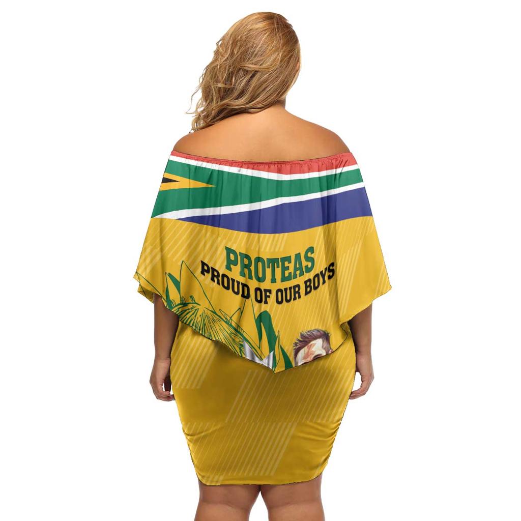 South Africa Cricket Family Matching Off Shoulder Short Dress and Hawaiian Shirt 1st Champions World Cup Proud Of Our Boys