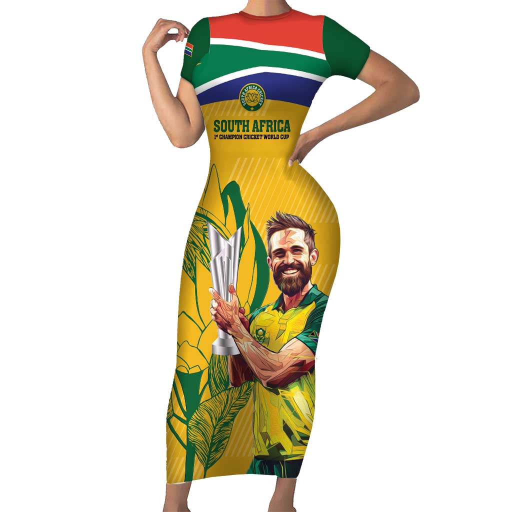 South Africa Cricket Family Matching Short Sleeve Bodycon Dress and Hawaiian Shirt 1st Champions World Cup Proud Of Our Boys