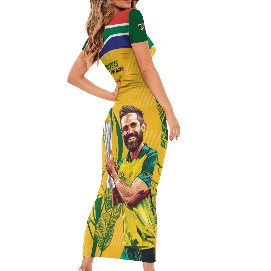 South Africa Cricket Family Matching Short Sleeve Bodycon Dress and Hawaiian Shirt 1st Champions World Cup Proud Of Our Boys