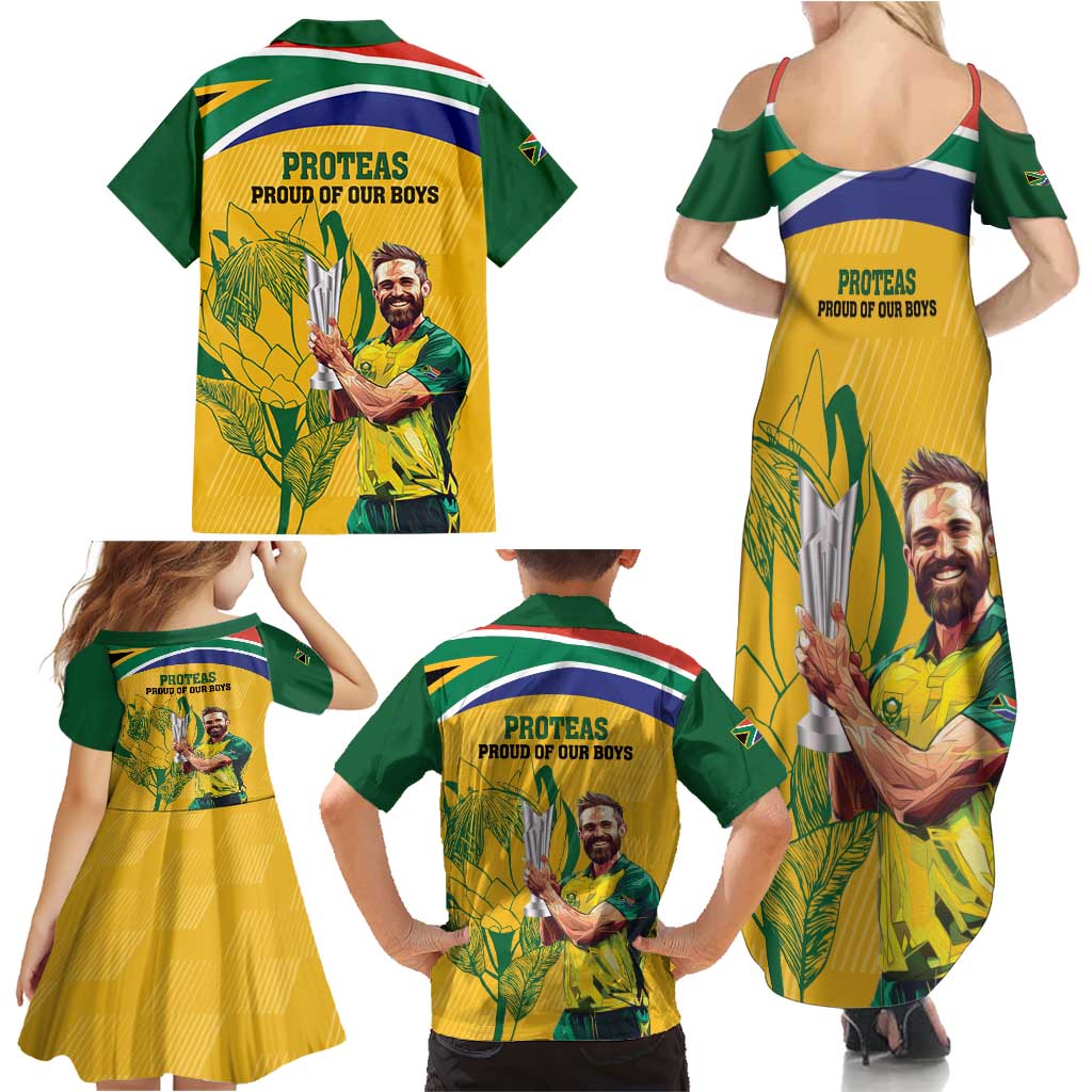 South Africa Cricket Family Matching Summer Maxi Dress and Hawaiian Shirt 1st Champions World Cup Proud Of Our Boys