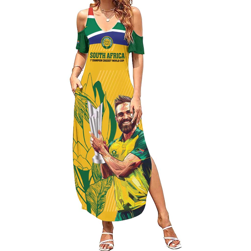 South Africa Cricket Family Matching Summer Maxi Dress and Hawaiian Shirt 1st Champions World Cup Proud Of Our Boys