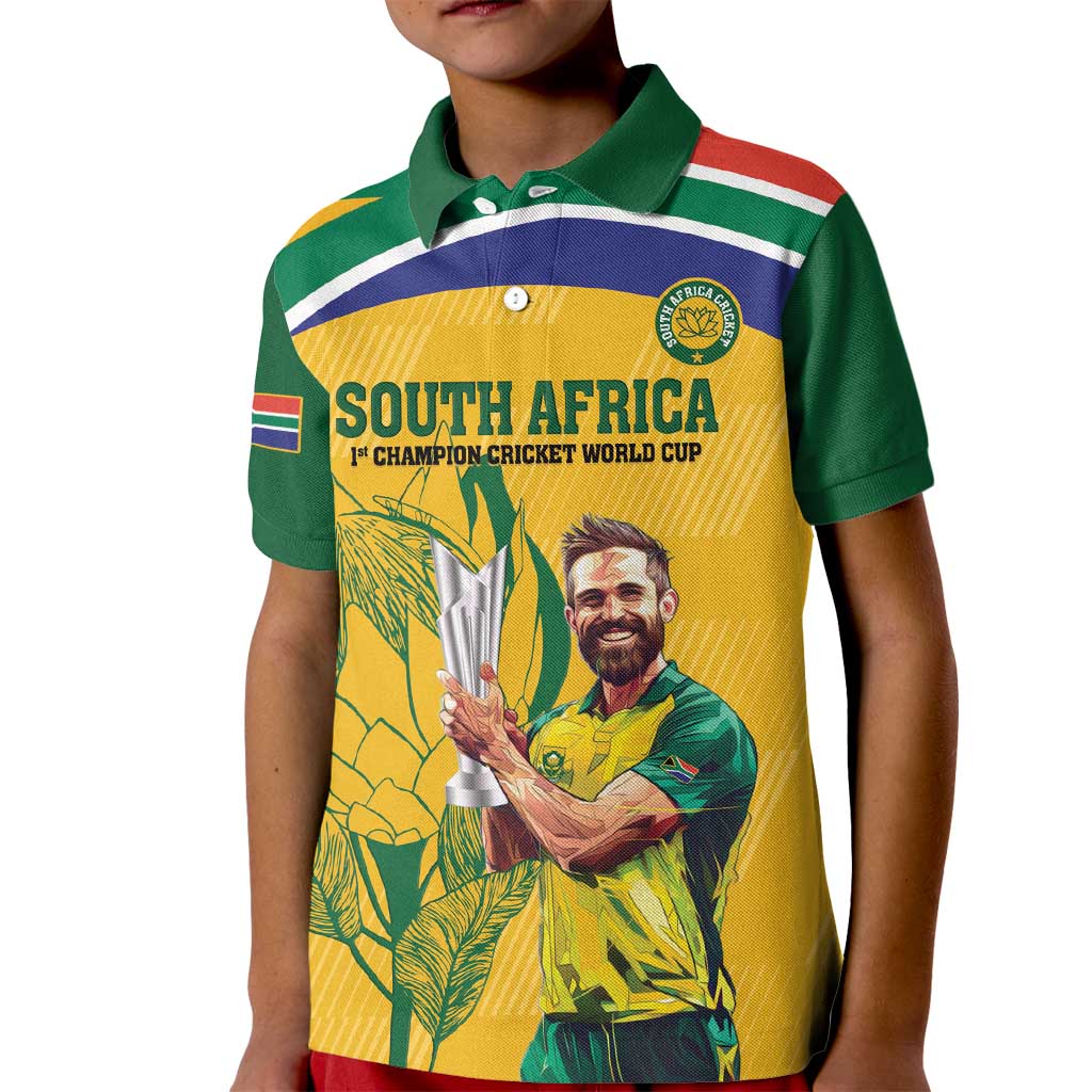 South Africa Cricket Kid Polo Shirt 1st Champions World Cup Proud Of Our Boys