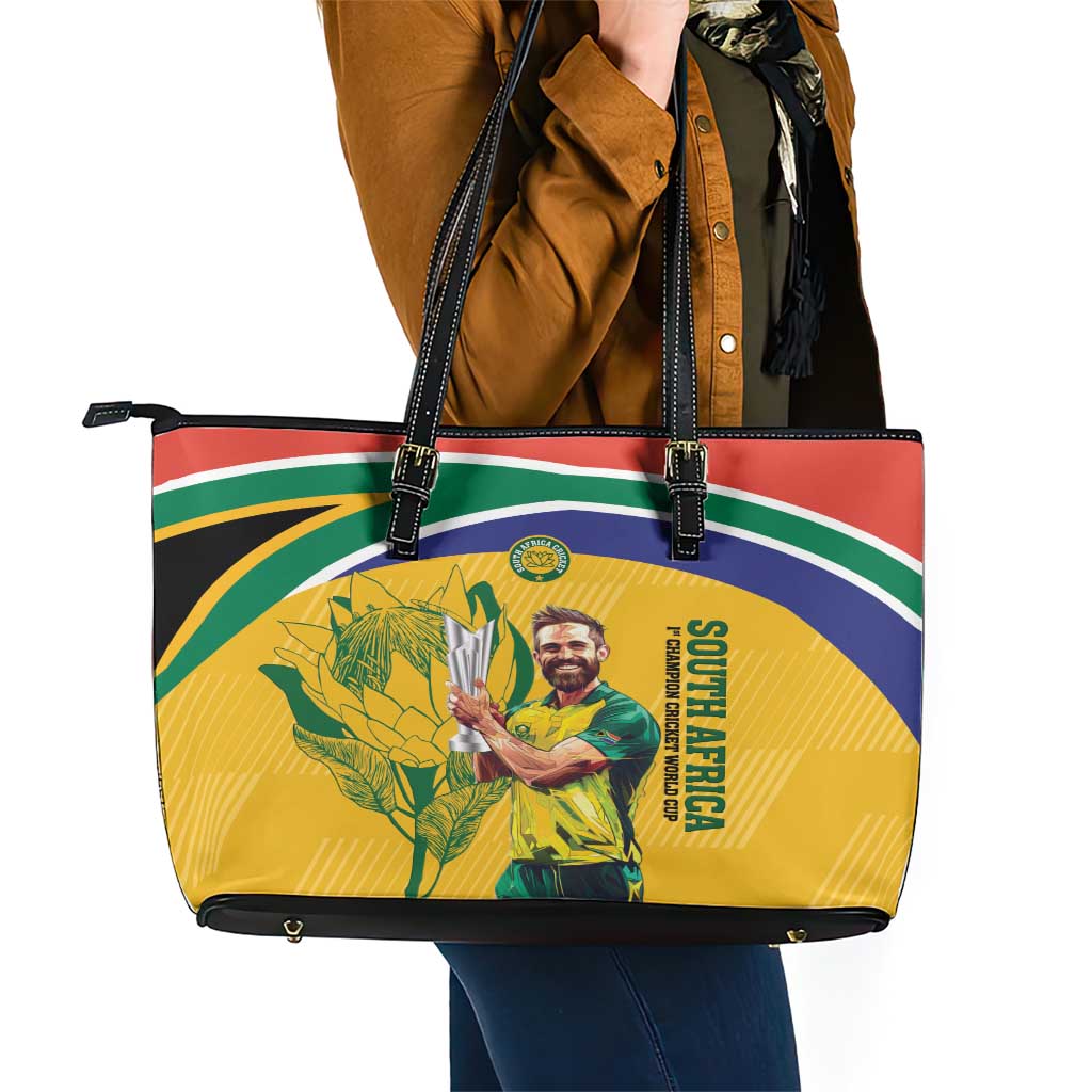 South Africa Cricket Leather Tote Bag 1st Champions World Cup Proud Of Our Boys