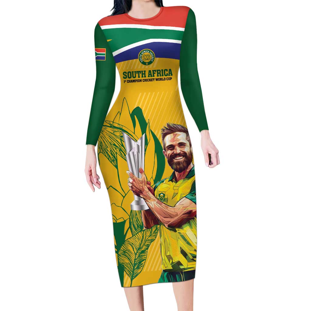 South Africa Cricket Long Sleeve Bodycon Dress 1st Champions World Cup Proud Of Our Boys