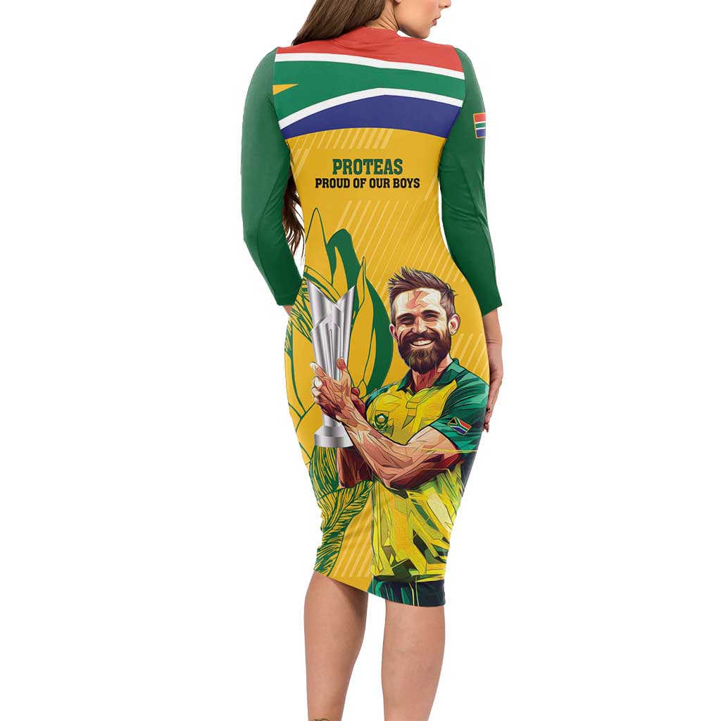 South Africa Cricket Long Sleeve Bodycon Dress 1st Champions World Cup Proud Of Our Boys