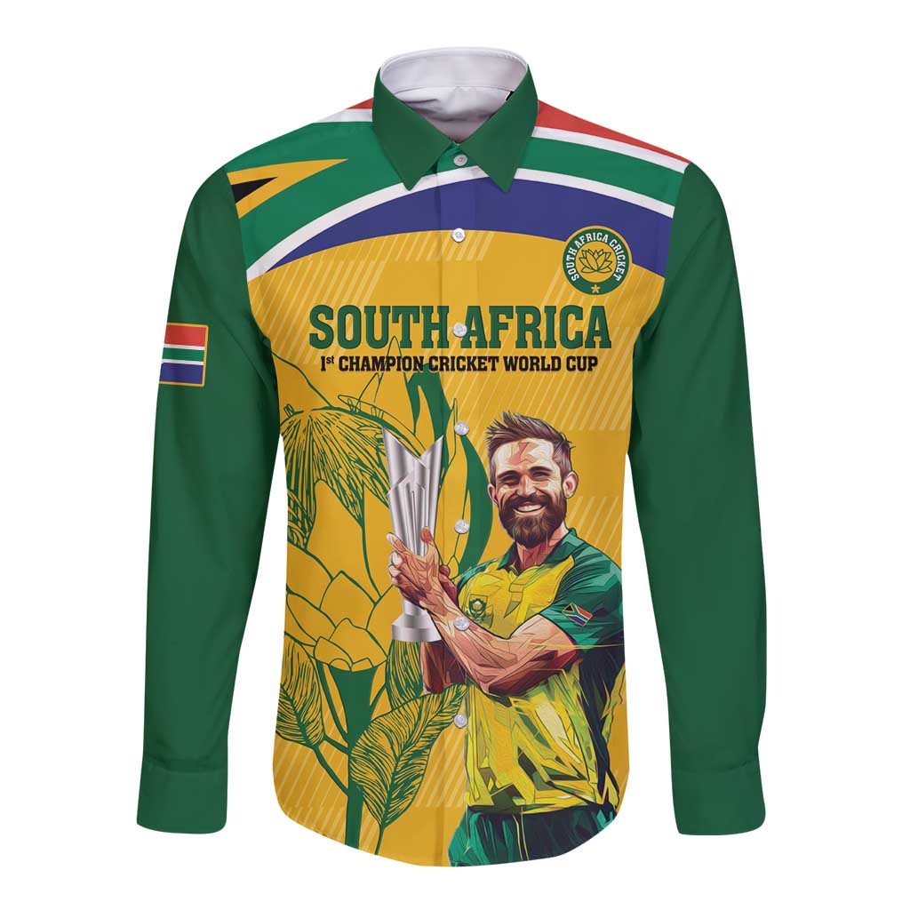 South Africa Cricket Long Sleeve Button Shirt 1st Champions World Cup Proud Of Our Boys