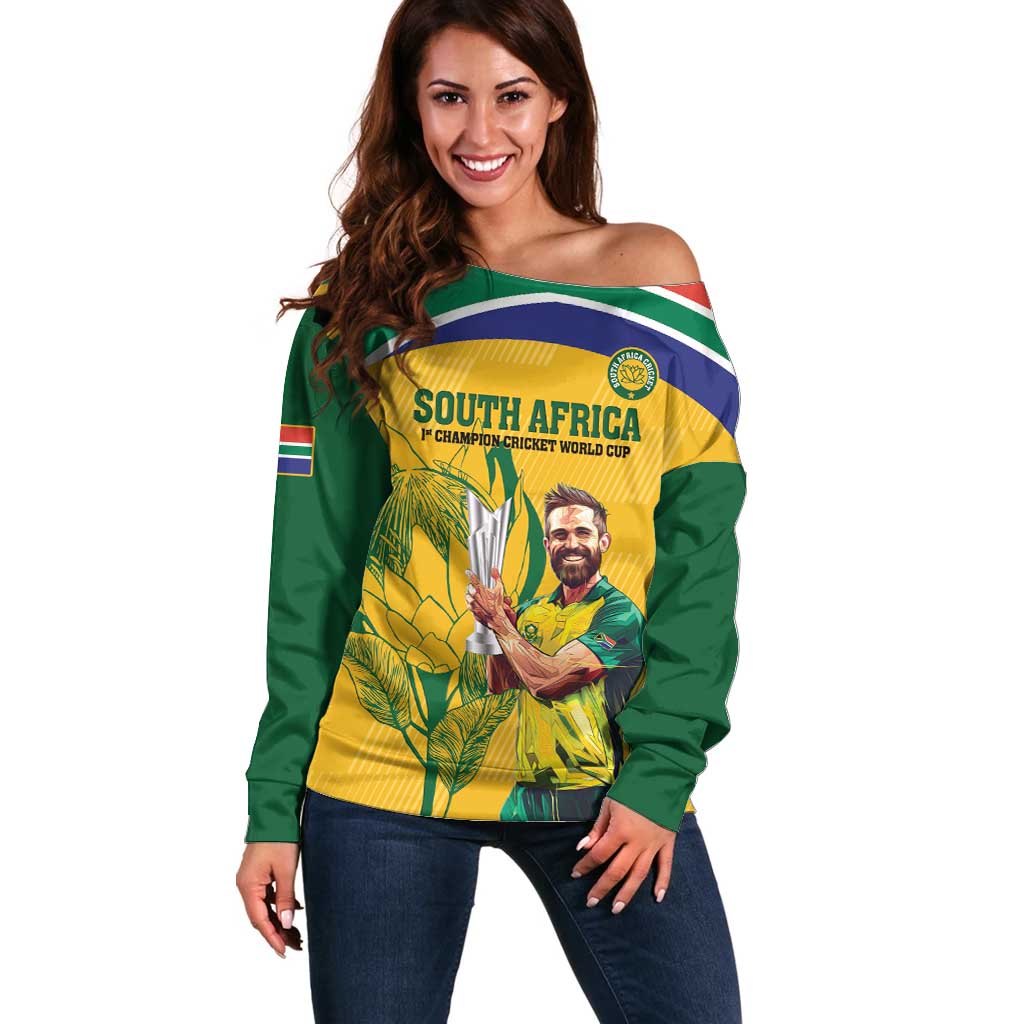 South Africa Cricket Off Shoulder Sweater 1st Champions World Cup Proud Of Our Boys