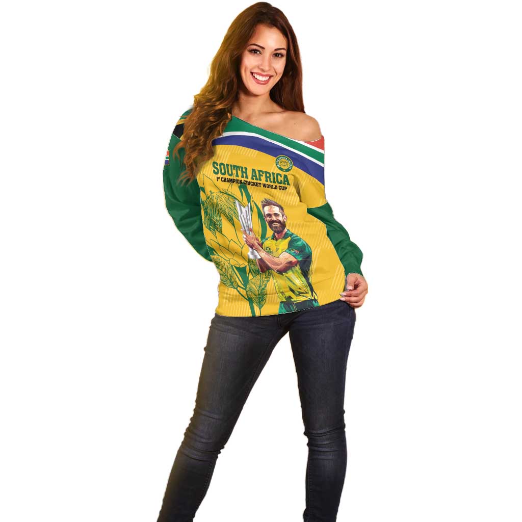 South Africa Cricket Off Shoulder Sweater 1st Champions World Cup Proud Of Our Boys