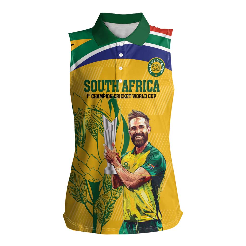 South Africa Cricket Women Sleeveless Polo Shirt 1st Champions World Cup Proud Of Our Boys