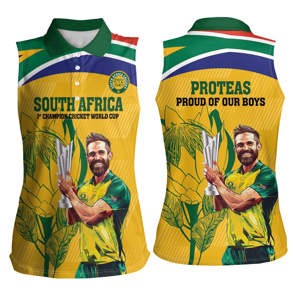 South Africa Cricket Women Sleeveless Polo Shirt 1st Champions World Cup Proud Of Our Boys