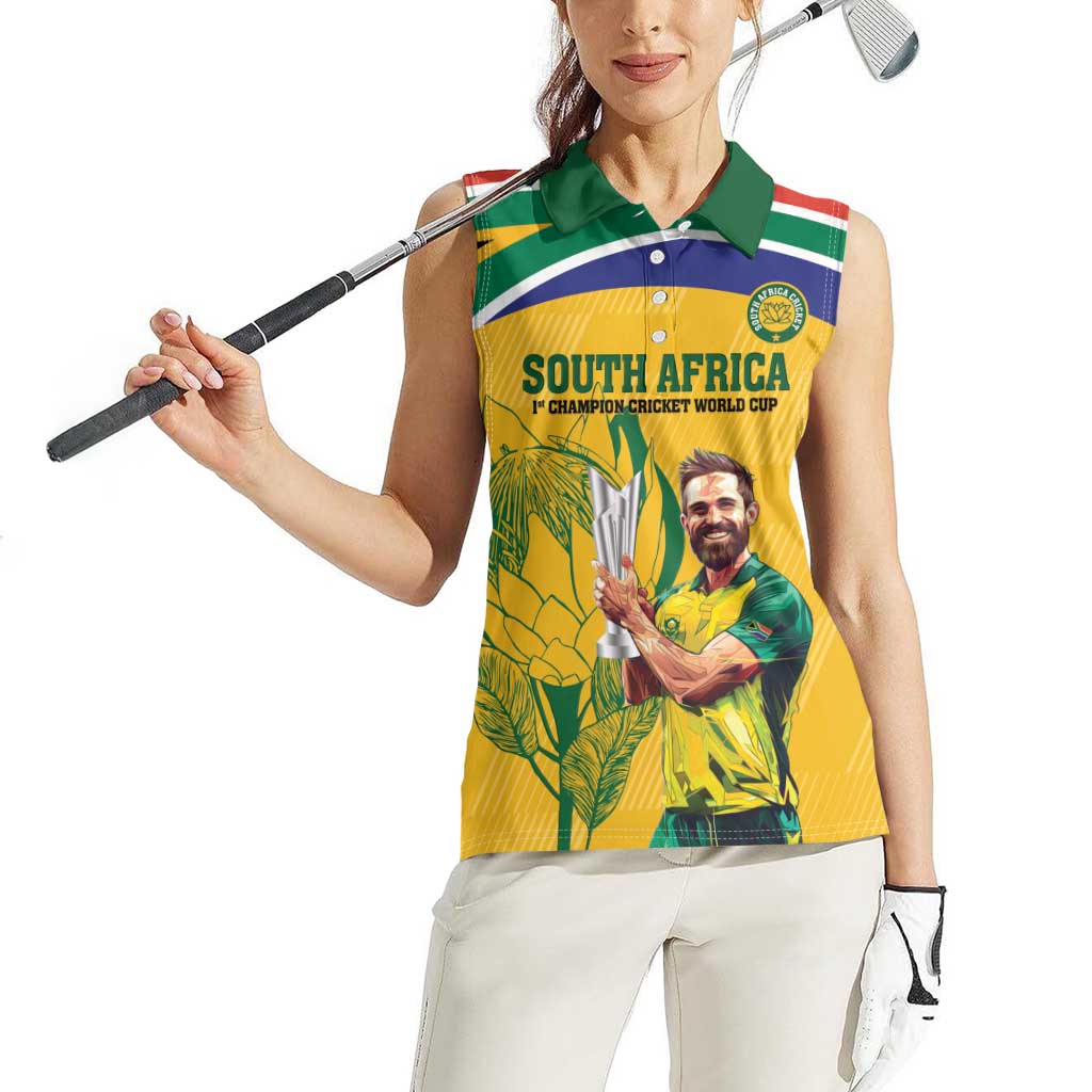 South Africa Cricket Women Sleeveless Polo Shirt 1st Champions World Cup Proud Of Our Boys