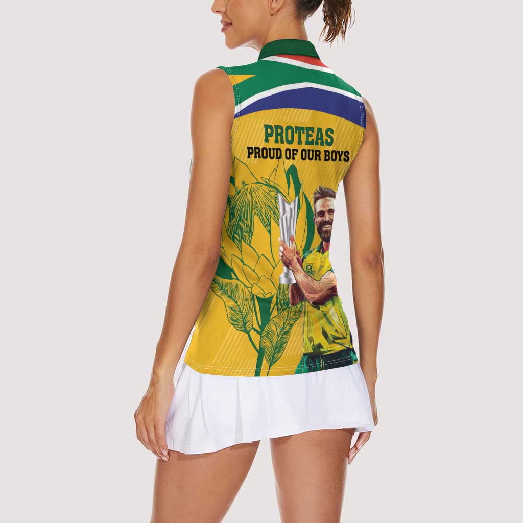 South Africa Cricket Women Sleeveless Polo Shirt 1st Champions World Cup Proud Of Our Boys