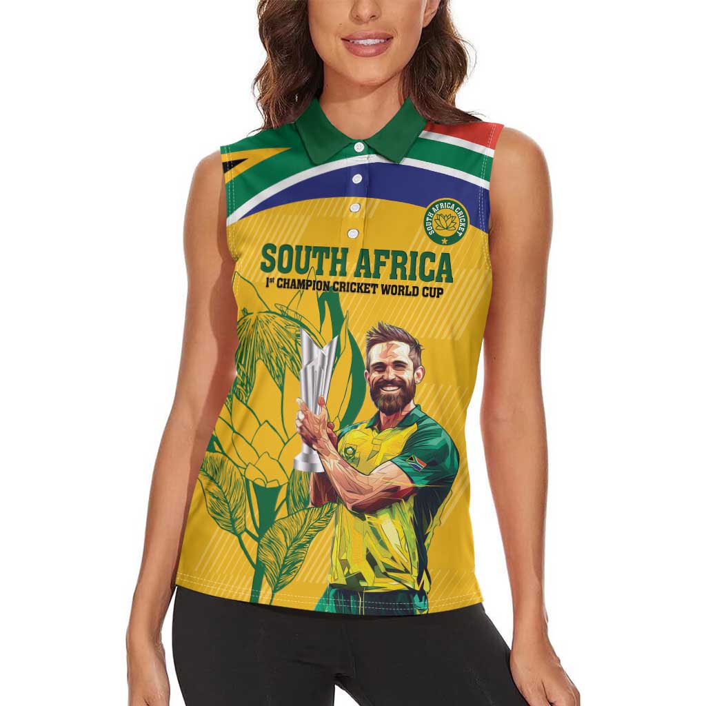 South Africa Cricket Women Sleeveless Polo Shirt 1st Champions World Cup Proud Of Our Boys