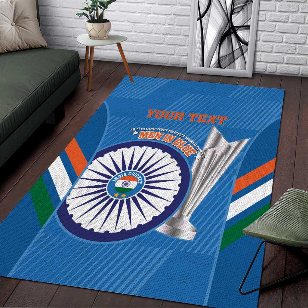 Custom India Cricket Area Rug 2nd Champions World Cup Men In Blue