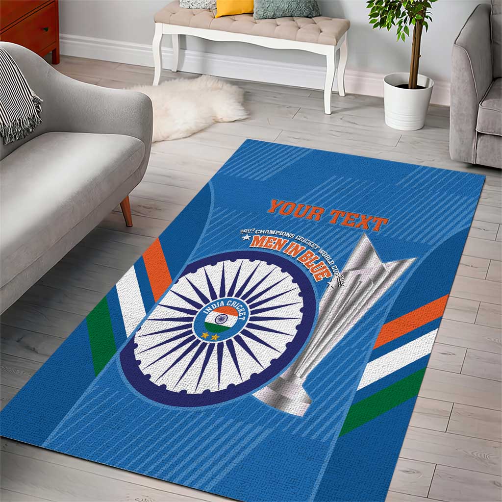 Custom India Cricket Area Rug 2nd Champions World Cup Men In Blue