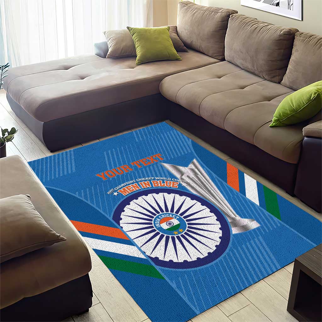 Custom India Cricket Area Rug 2nd Champions World Cup Men In Blue