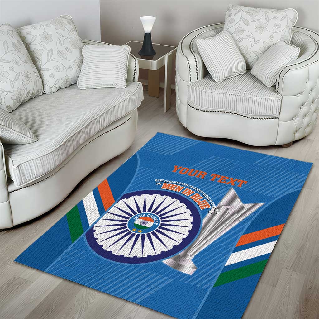 Custom India Cricket Area Rug 2nd Champions World Cup Men In Blue