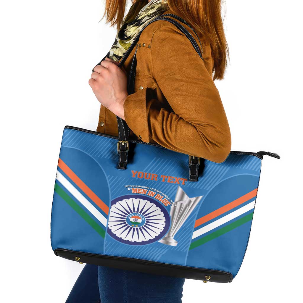 Custom India Cricket Leather Tote Bag 2nd Champions World Cup Men In Blue