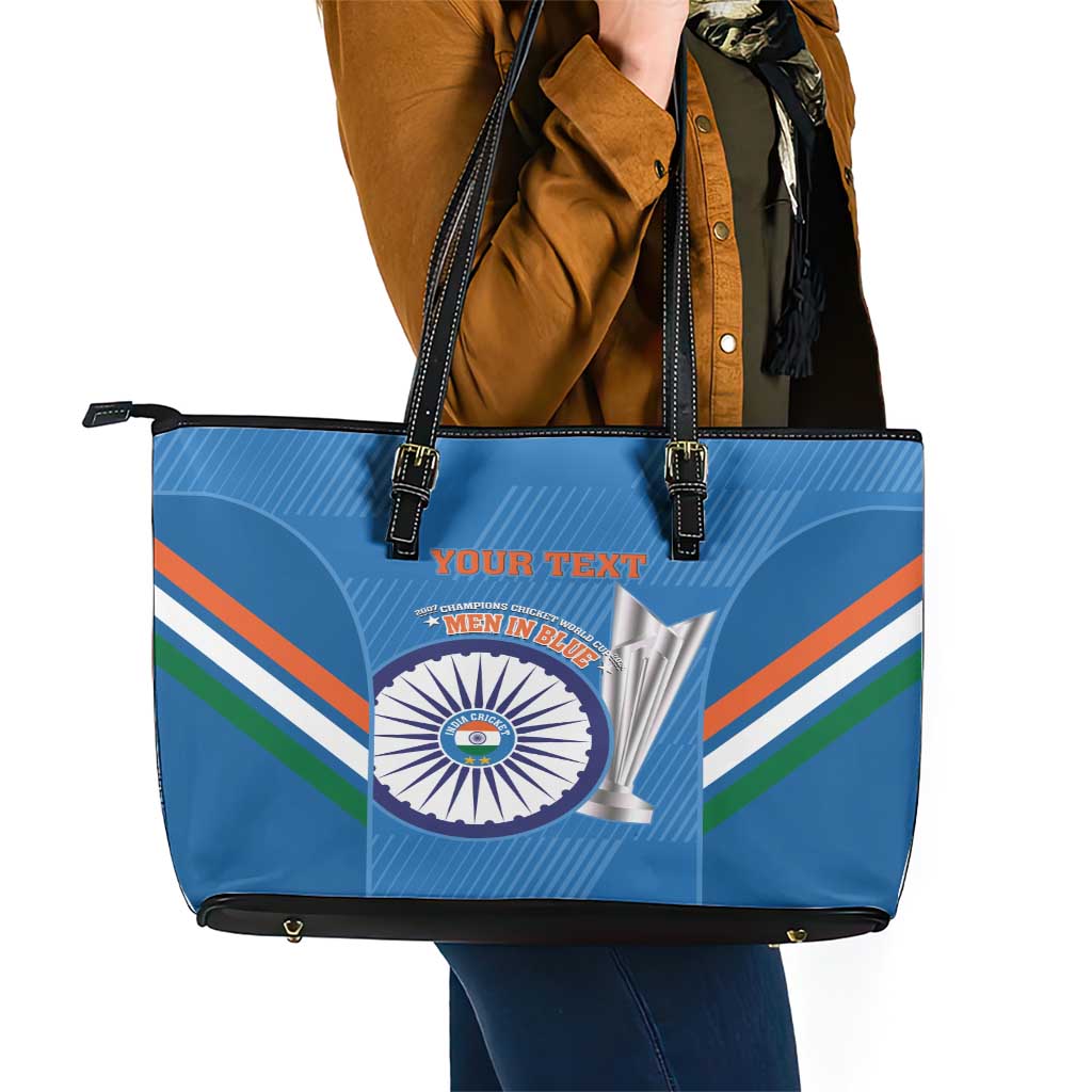 Custom India Cricket Leather Tote Bag 2nd Champions World Cup Men In Blue