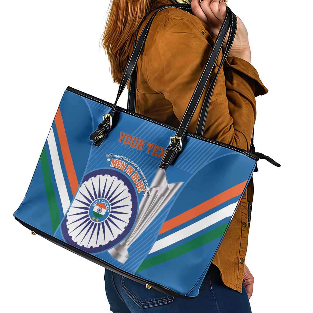 Custom India Cricket Leather Tote Bag 2nd Champions World Cup Men In Blue