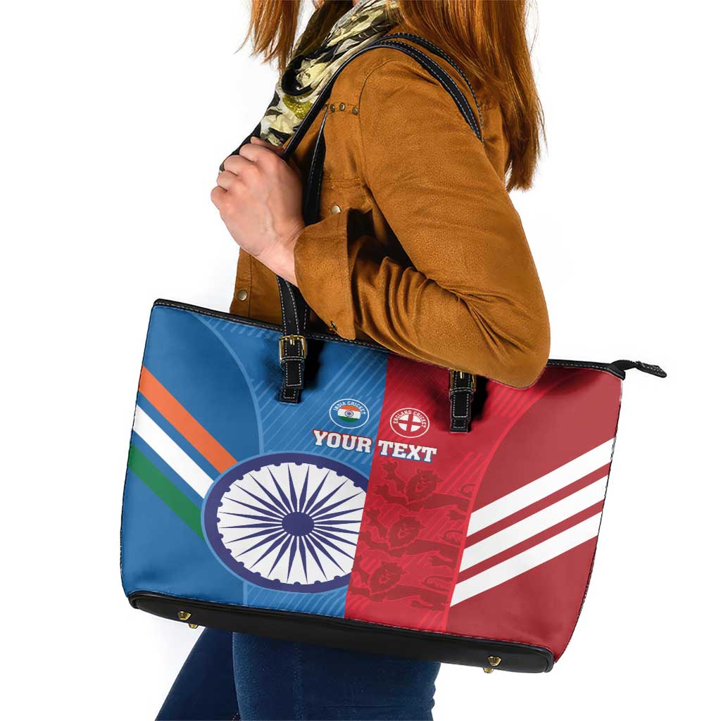 Custom India And England Cricket Leather Tote Bag 2024 Together Dynamic Version