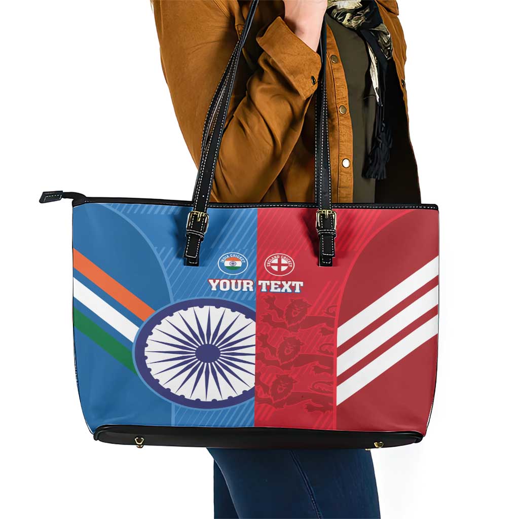 Custom India And England Cricket Leather Tote Bag 2024 Together Dynamic Version