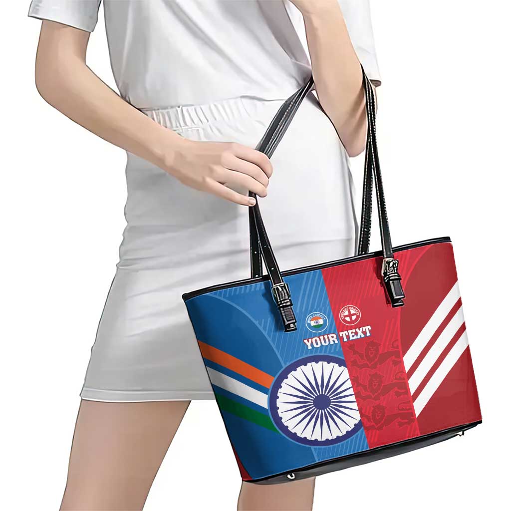 Custom India And England Cricket Leather Tote Bag 2024 Together Dynamic Version