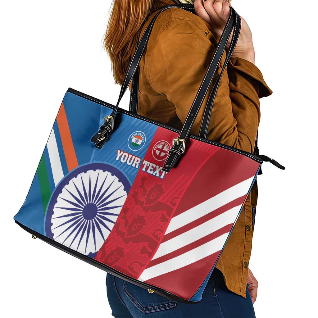 Custom India And England Cricket Leather Tote Bag 2024 Together Dynamic Version