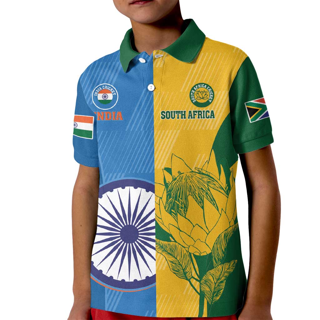 Custom India And South Africa Cricket Kid Polo Shirt 2024 Together Dynamic Version