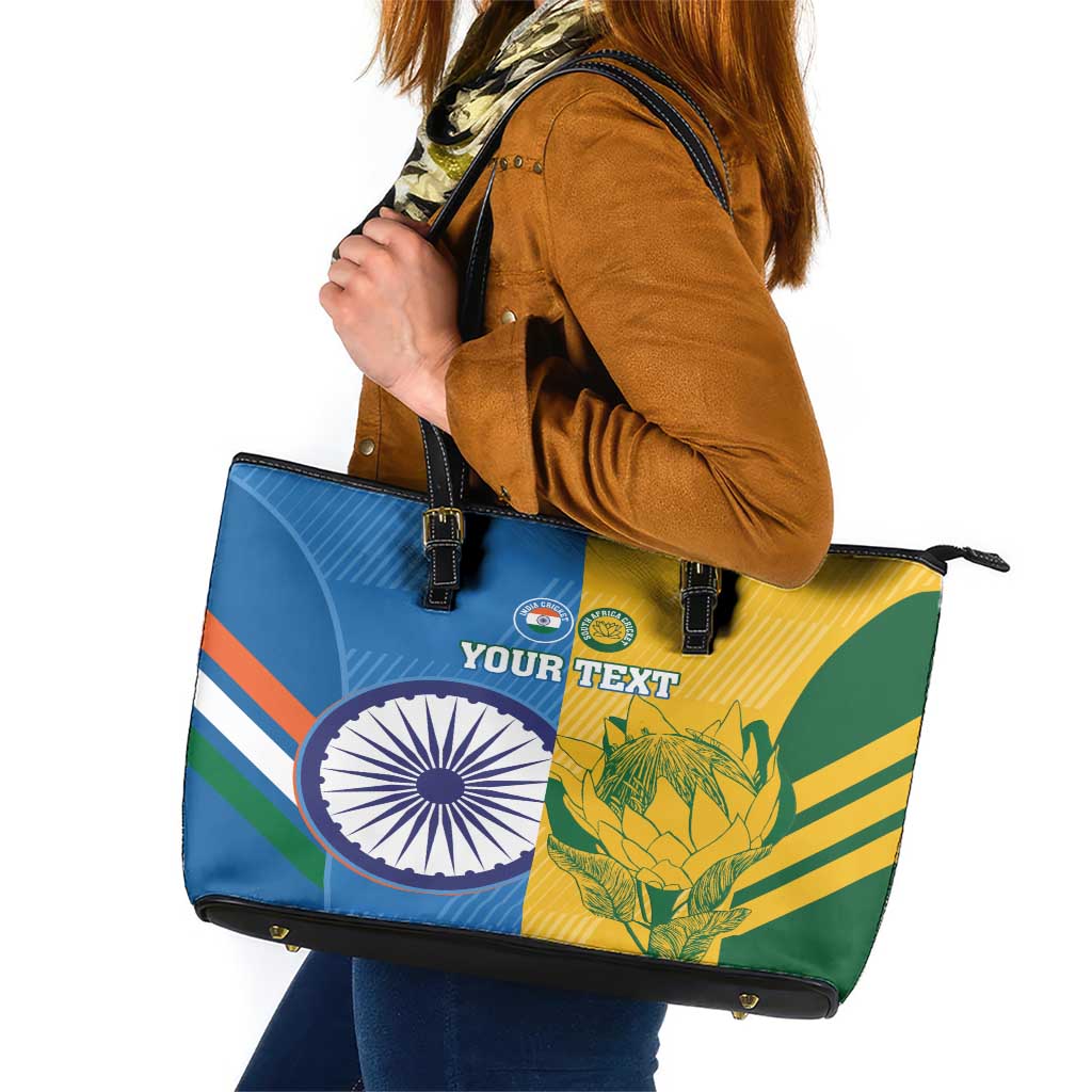 Custom India And South Africa Cricket Leather Tote Bag 2024 Together Dynamic Version