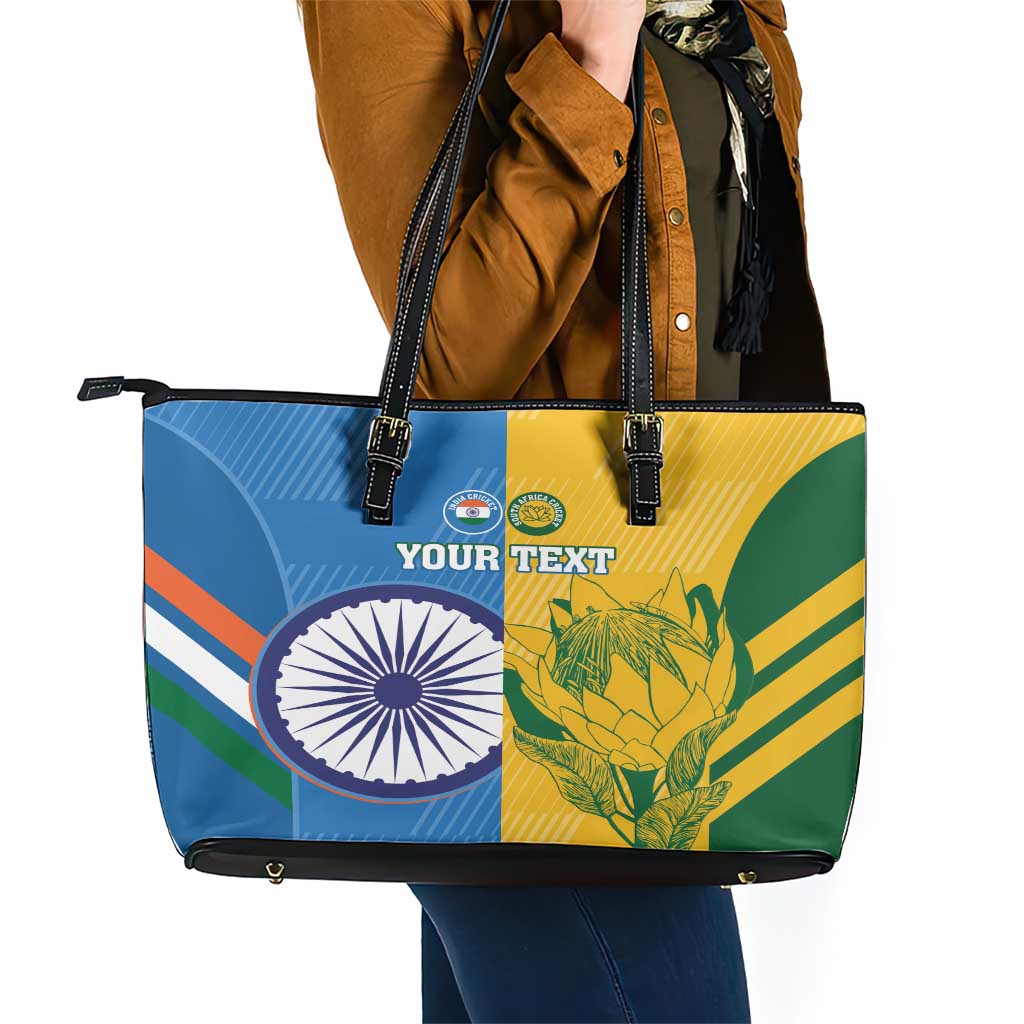 Custom India And South Africa Cricket Leather Tote Bag 2024 Together Dynamic Version