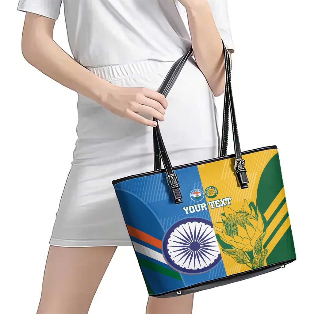 Custom India And South Africa Cricket Leather Tote Bag 2024 Together Dynamic Version