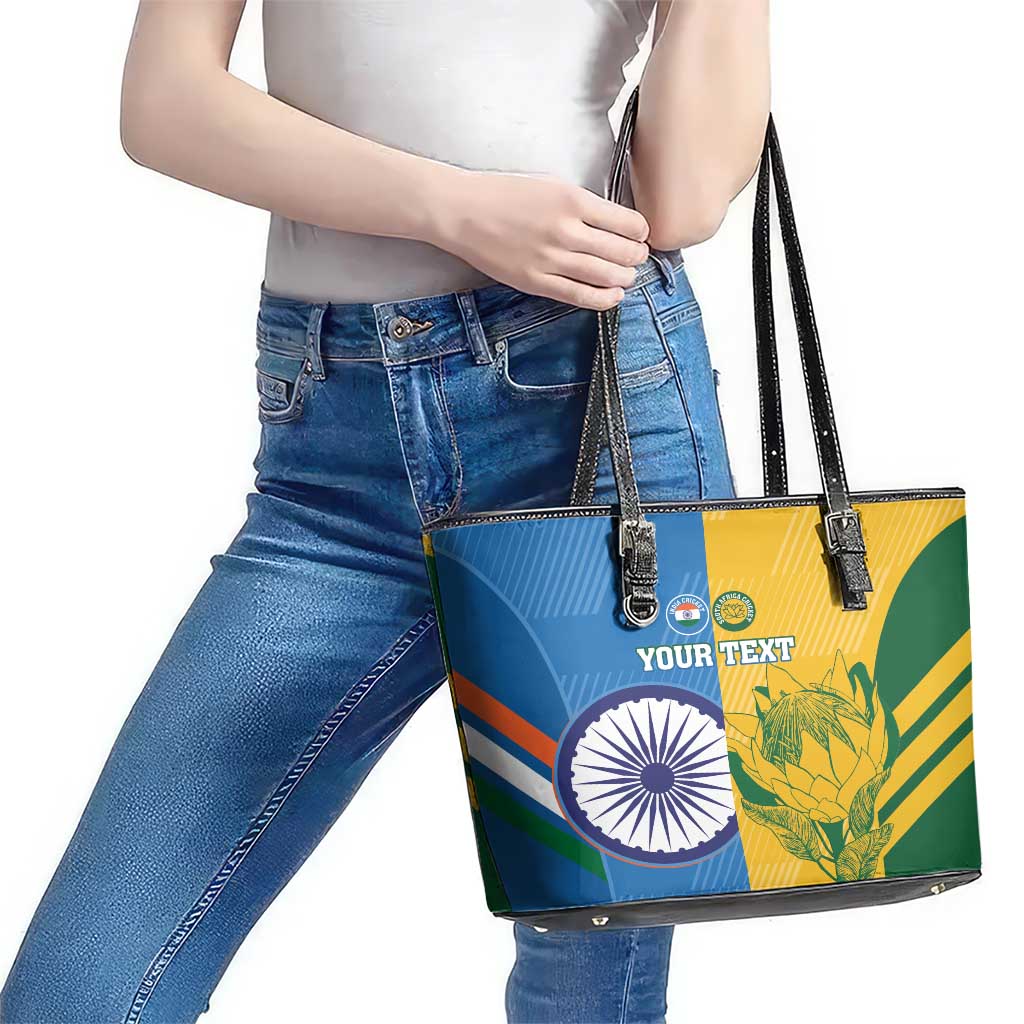 Custom India And South Africa Cricket Leather Tote Bag 2024 Together Dynamic Version