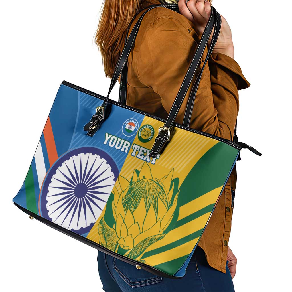 Custom India And South Africa Cricket Leather Tote Bag 2024 Together Dynamic Version