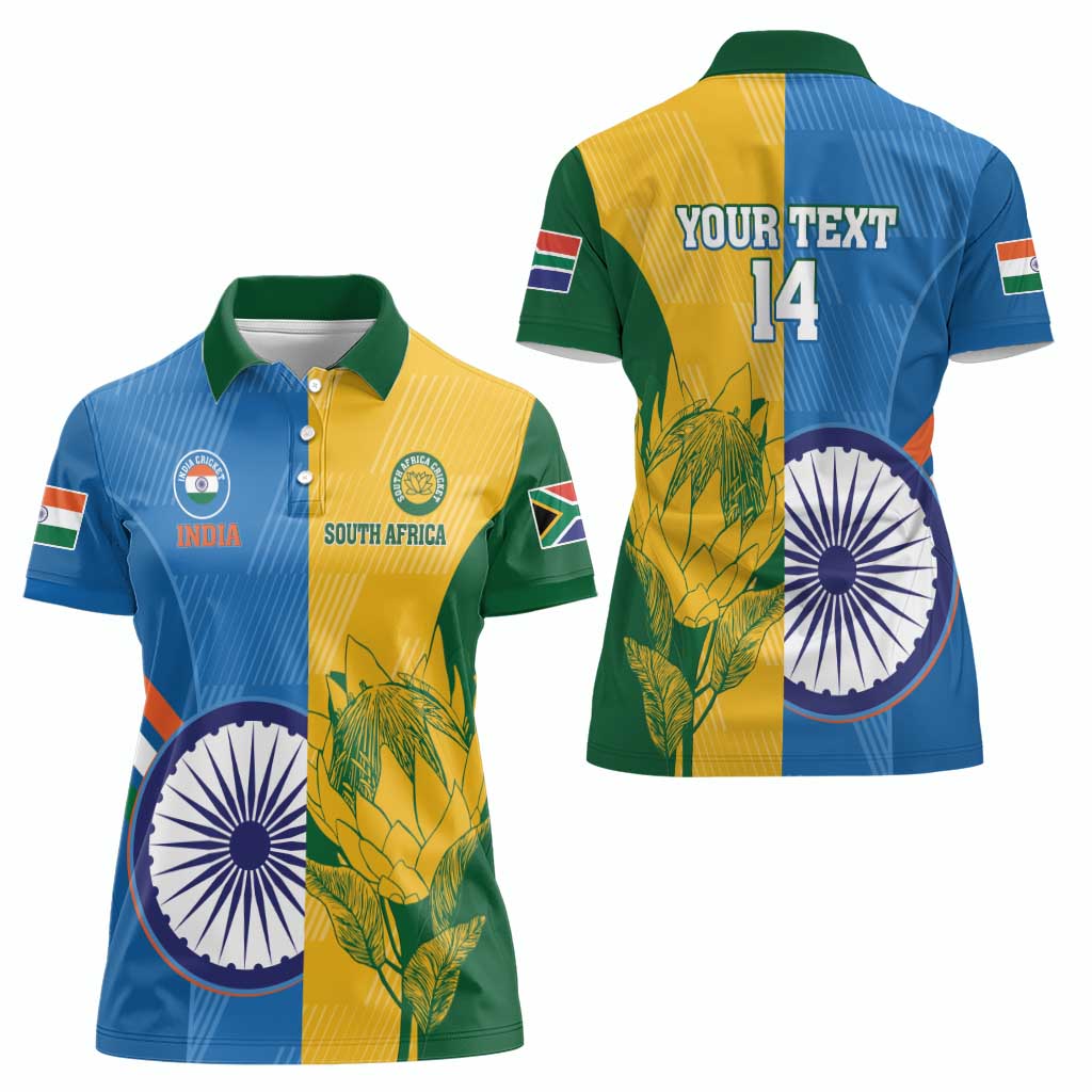 Custom India And South Africa Cricket Women Polo Shirt 2024 Together Dynamic Version