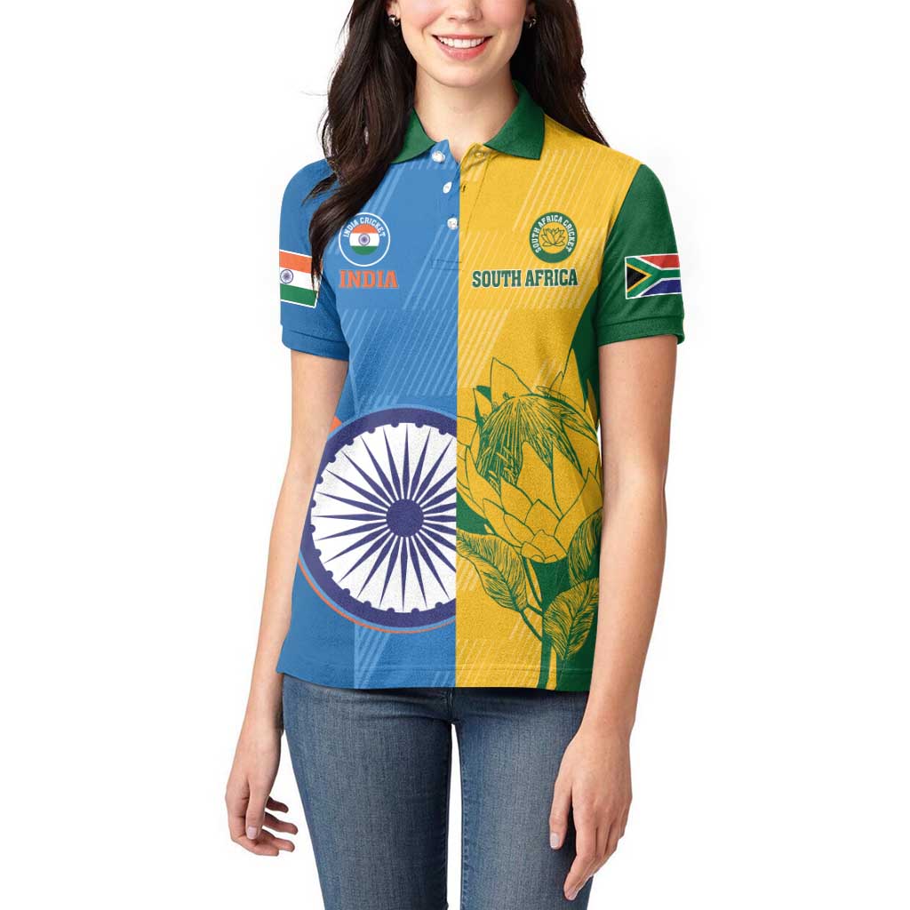 Custom India And South Africa Cricket Women Polo Shirt 2024 Together Dynamic Version