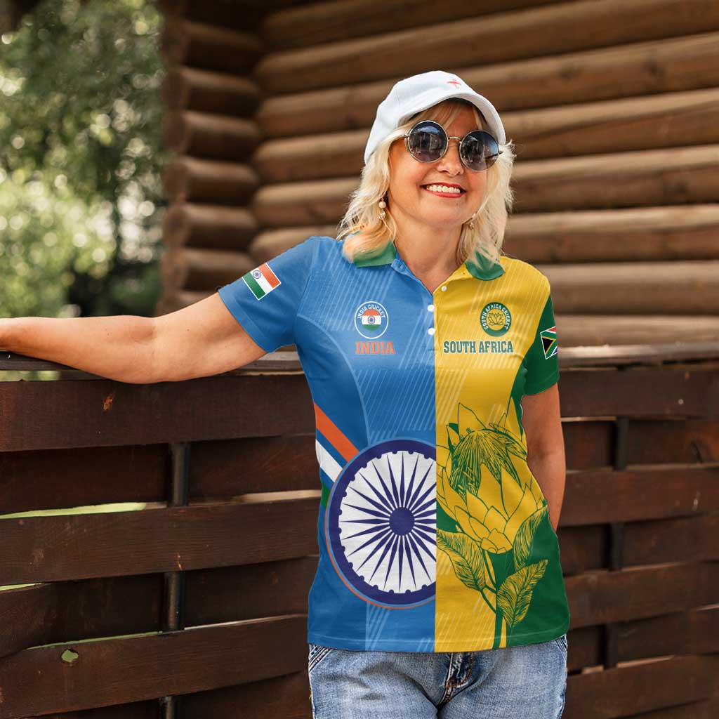 Custom India And South Africa Cricket Women Polo Shirt 2024 Together Dynamic Version