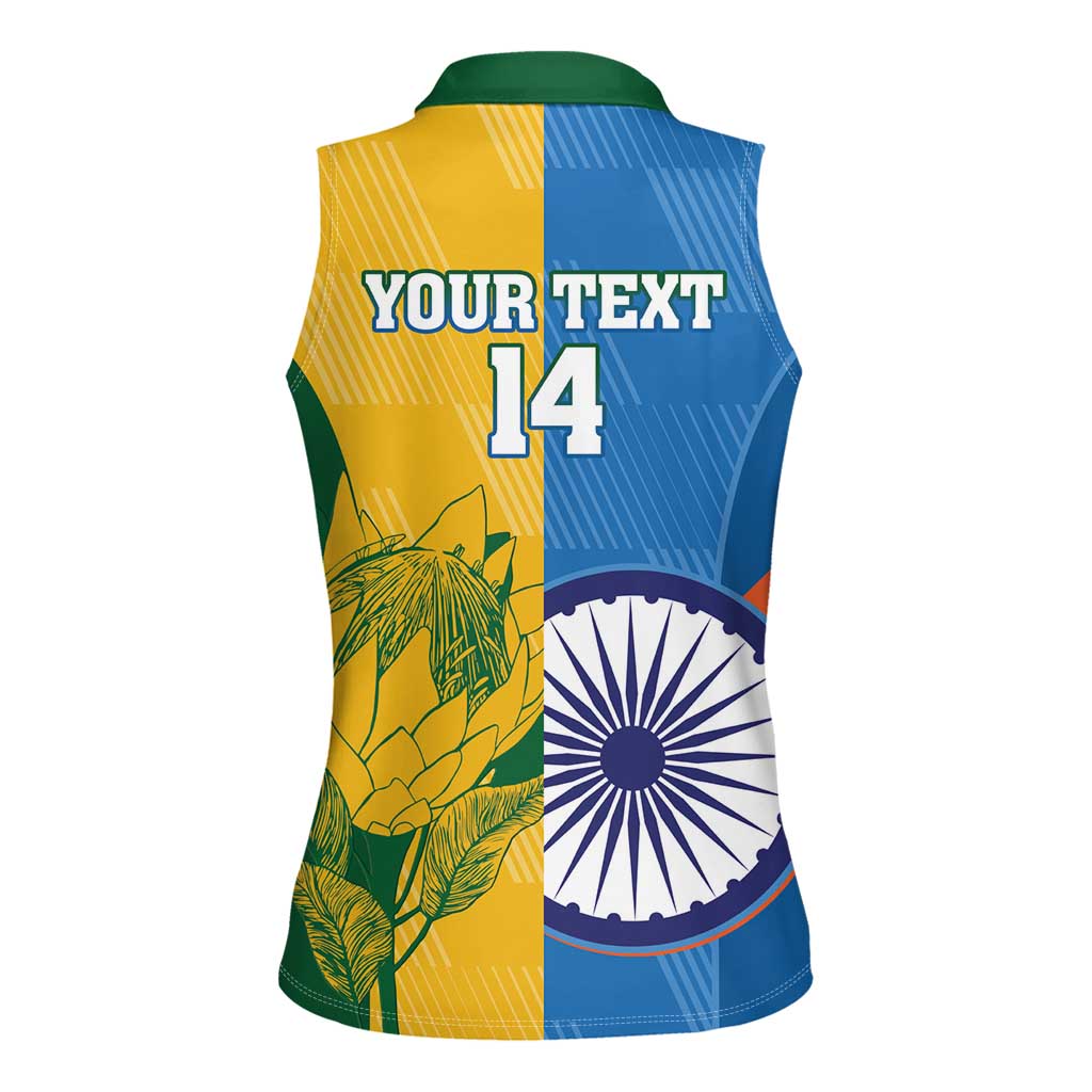 Custom India And South Africa Cricket Women Sleeveless Polo Shirt 2024 Together Dynamic Version