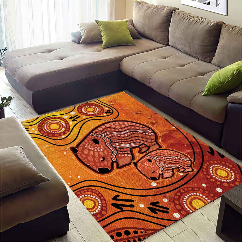 Australia Wombat Area Rug Indigenous Art