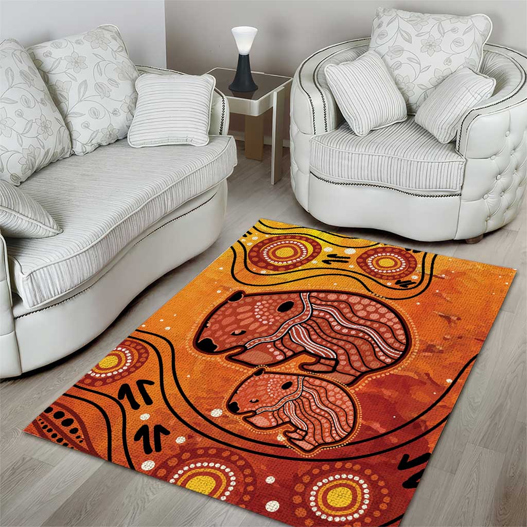 Australia Wombat Area Rug Indigenous Art