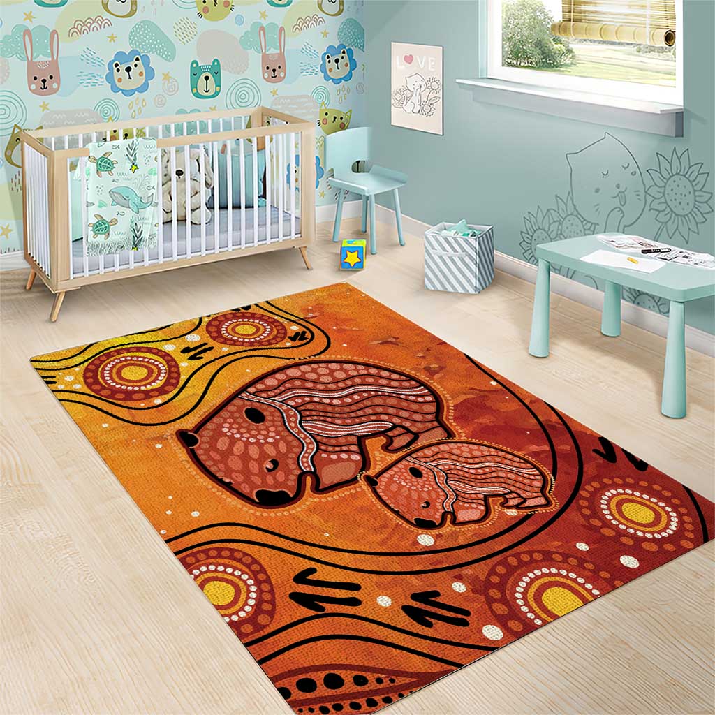 Australia Wombat Area Rug Indigenous Art