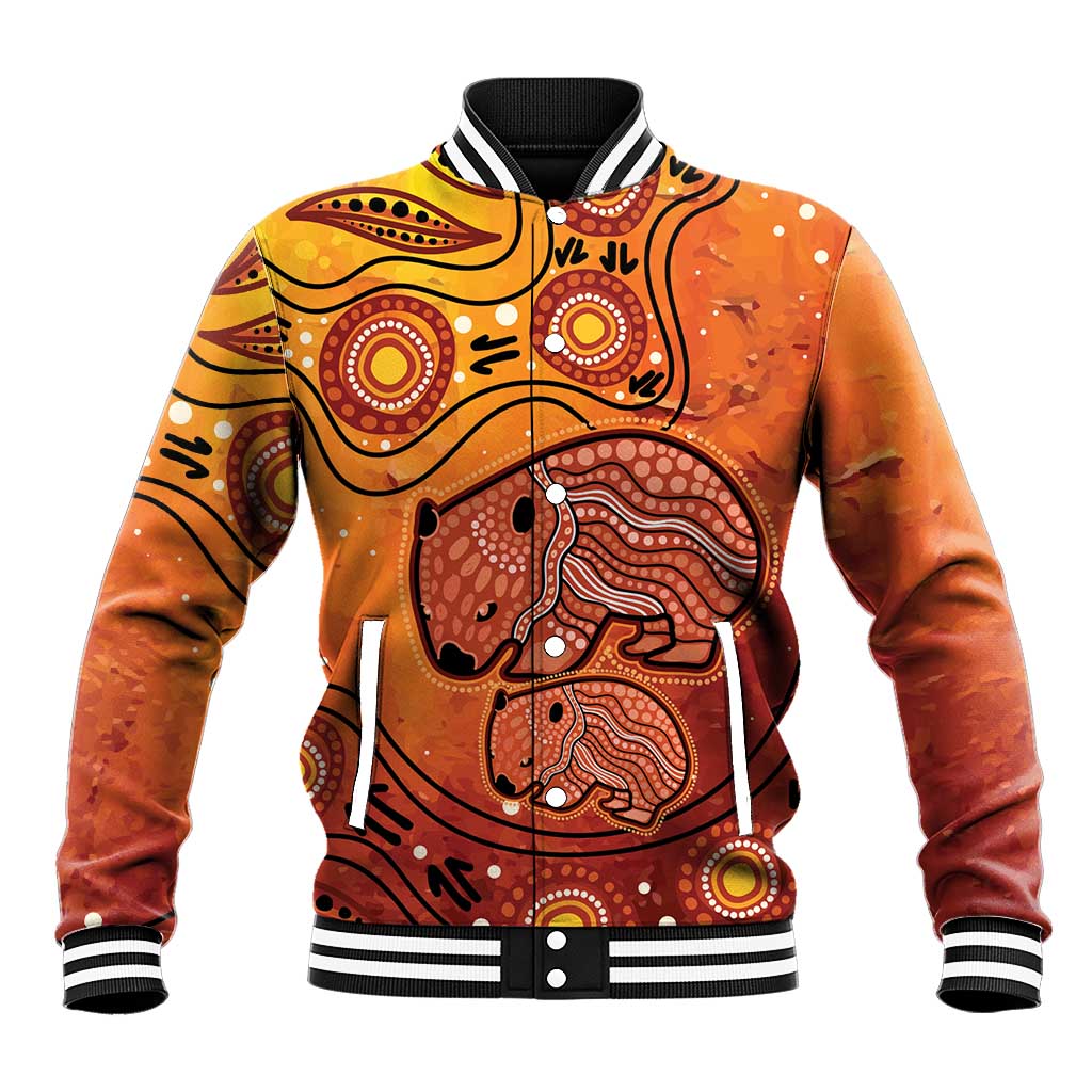 Australia Wombat Baseball Jacket Indigenous Art