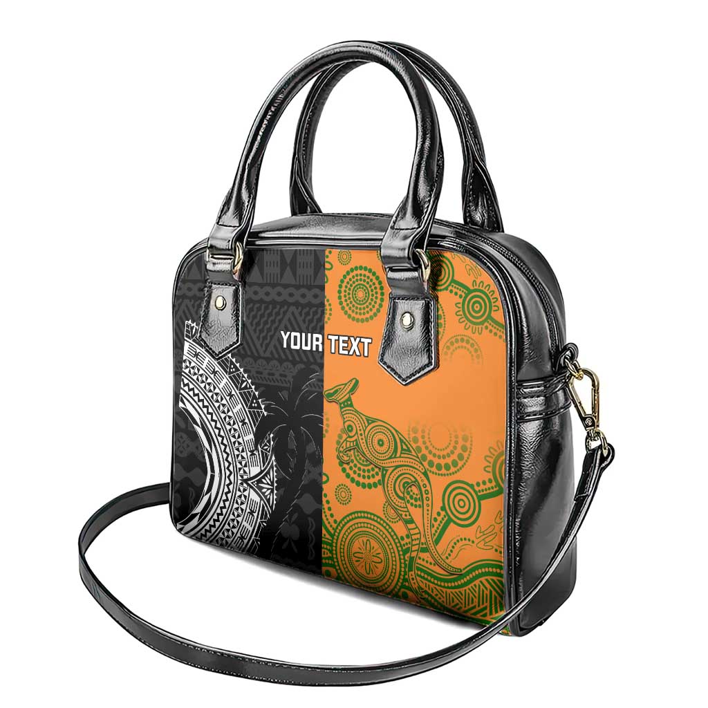 Custom Fiji And Australia Rugby Shoulder Handbag Fijian Tapa Pattern With Aussie Aboriginal Art