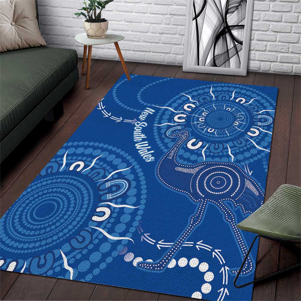 Australia New South Wales Area Rug Aussie Emu With Aboriginal Art