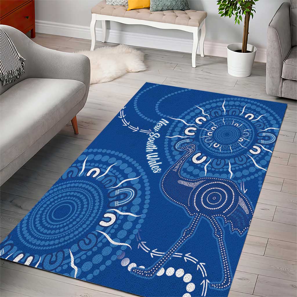 Australia New South Wales Area Rug Aussie Emu With Aboriginal Art