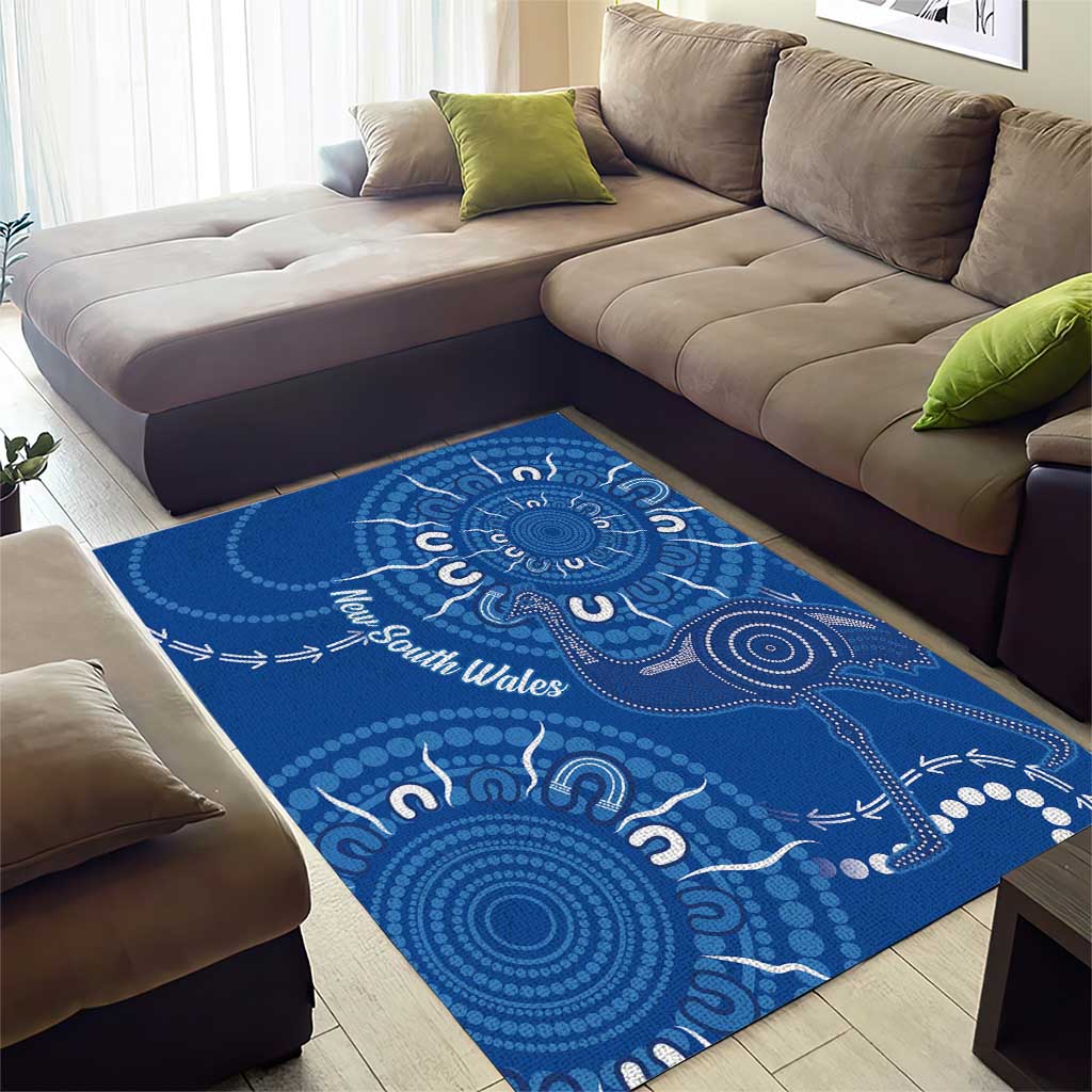 Australia New South Wales Area Rug Aussie Emu With Aboriginal Art